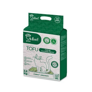TOF70058 VELVET PAW TOFU Наповнювач для котів "Заспокійлива чистота", з есенцією весняних квітів, гранули 1.5 мм, 6 л/2,6 кг TOF70058 фото