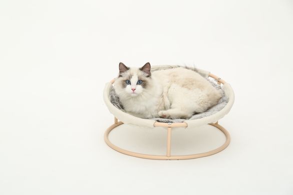 Складной лежак для домашних животных MISOKO Pet bed round plush, 45x45x22 cm, dark brown coat HOOP31836 фото