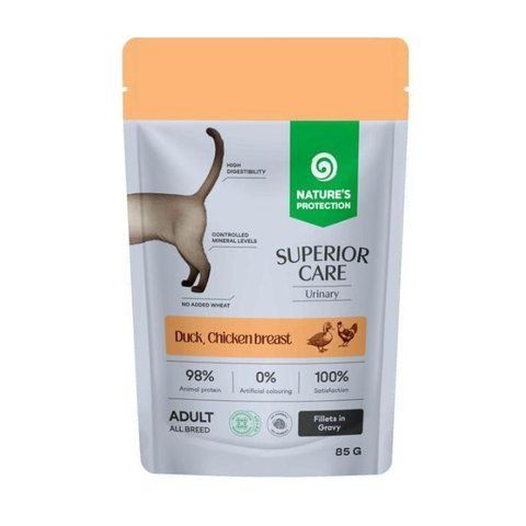 Nature's Protection Superior Care Urinary Grain Free Adult Cats with Duck, Chicken Breast and Cranberries Вологий корм для котів для підтримки сечовидільної системи з качкою, куркою і журавлиною, 85 г NPSC47909 фото