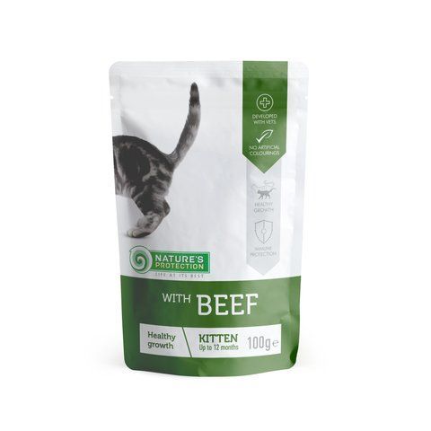 Влажный корм для здорового развития котят с говядиной Nature&lsquo;s Protection Kitten Healthy Growth with Beef 100г KIK45278 фото