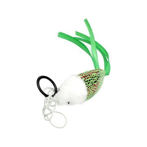 HIPPIE PET Игрушка для котов Рыбка с веревкой зеленая 7,5 см HIPCT2304008Z фото