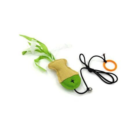 HIPPIE PET Игрушка для котов Рыбка с веревкой зеленая 10 см HIPCT22034 фото