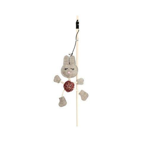 HIPPIE PET Игрушка для котов Удочка с кроликом коричневая 40 см HIPCW2303010-2 фото