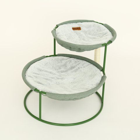 Двойной лежак для домашних животных MISOKO Pet bed, round, double, steel frame, 70x50x40 cm, light green HOOP31838 фото