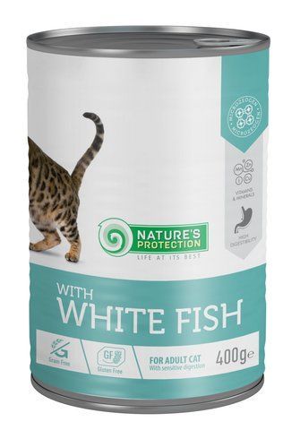Влажный корм для взрослых кошек с белой рыбой Nature's Protection with White Fish 400 г KIK45609 фото