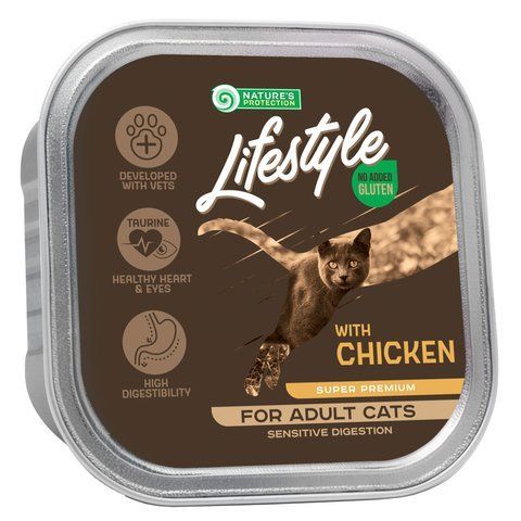 Вологий корм для дорослих котів з чутливим травленням з куркою Nature's Protection Lifestyle Sensitive Digestion with chicken 85 г KIKLS45714 фото